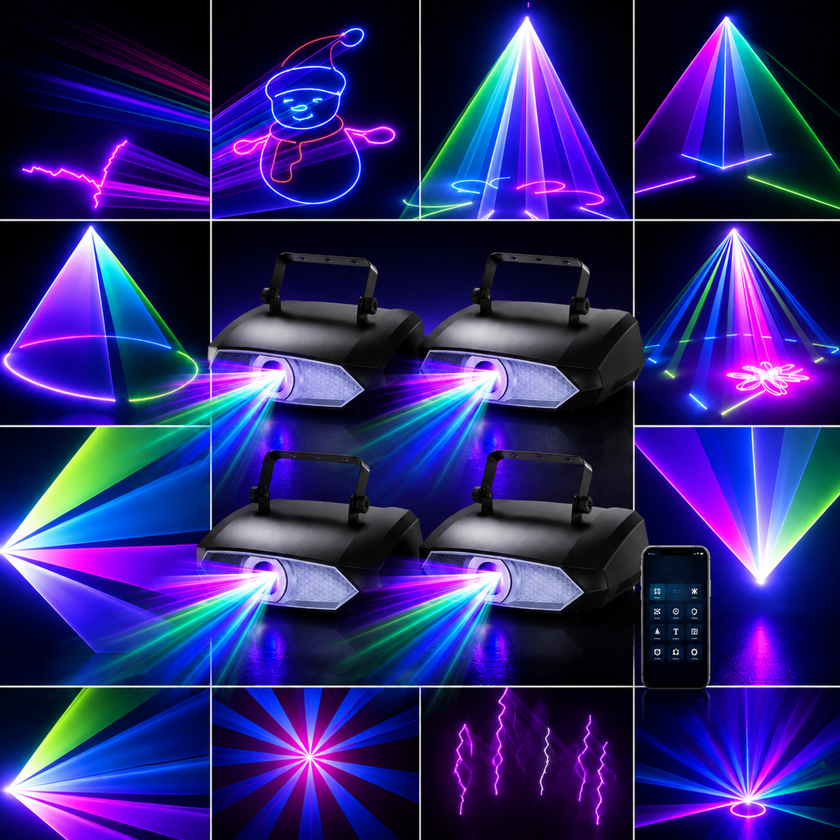 KTVLIGHTS 2W APP Controlled 3D RGB Laser Light DJ Party Projector - A33