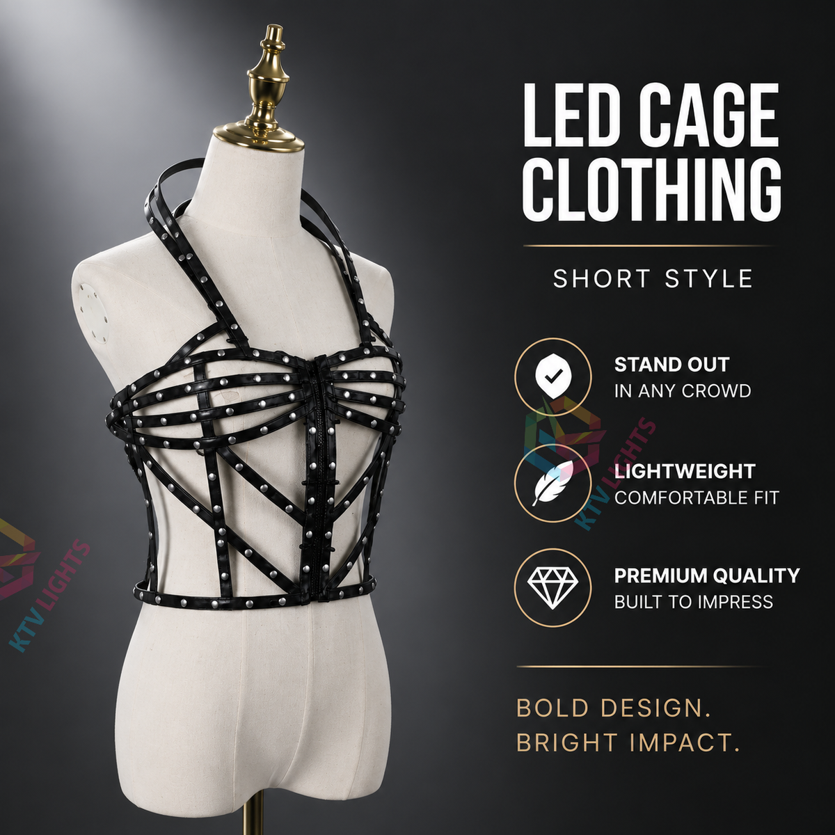KTVLIGHTS Full Color LED Cage Clothing for Rave & Festivals-M13