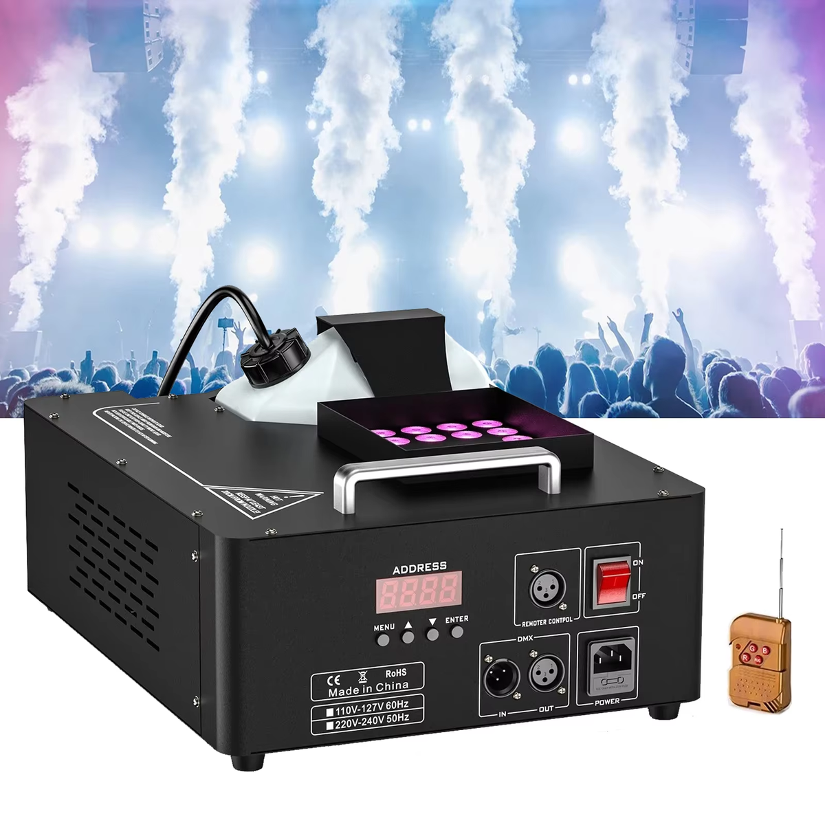 KTVLIGHTS 24-LED 3-in-1 Full-Color DMX512 Fog Machine-Y12