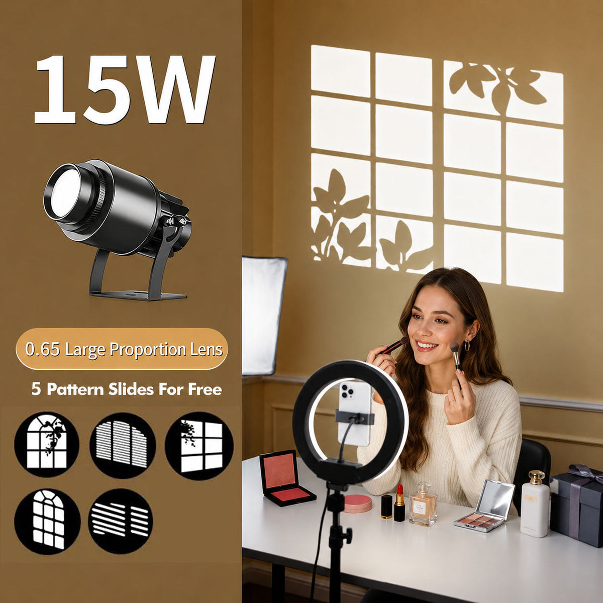 Window Gobo Projector Light with 12 Patterns for Home Decor-S39