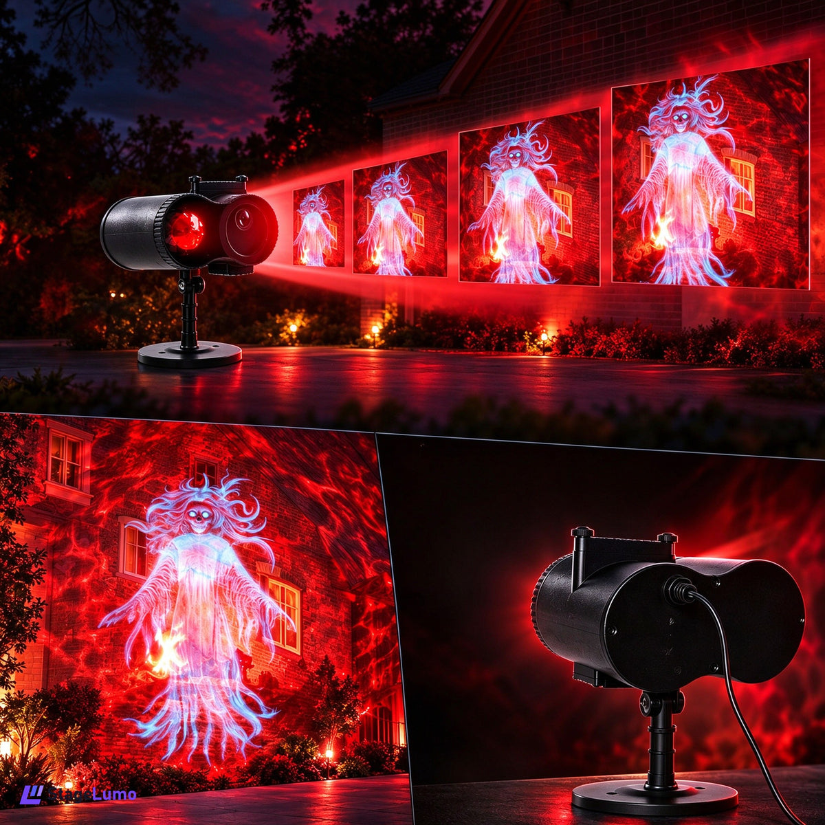 StageLumo Halloween Outdoor Dual-Head Skull Ghost Water Ripple Projector-S63