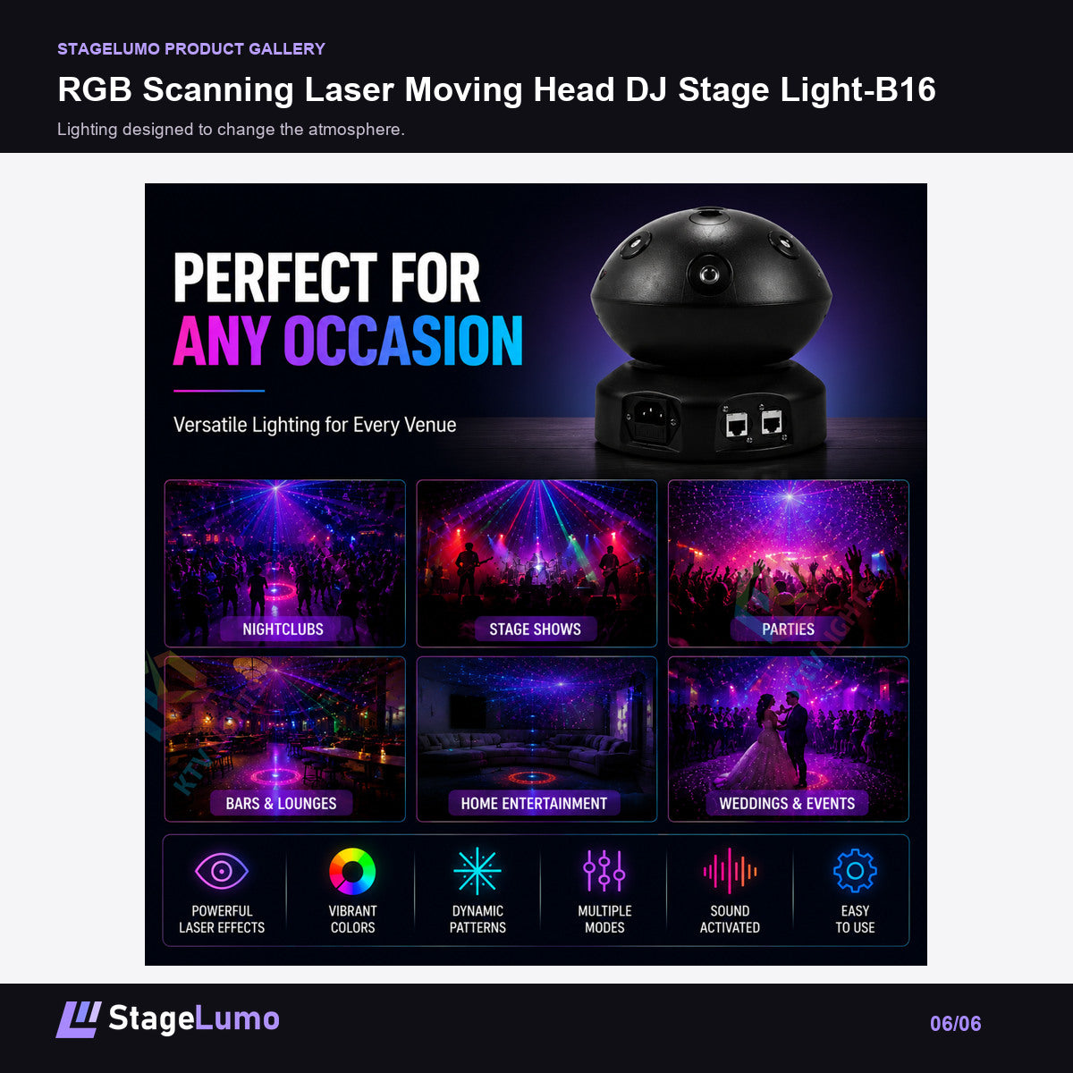 RGB Scanning Laser Moving Head DJ Stage Light-B16 - StageLumo image 6