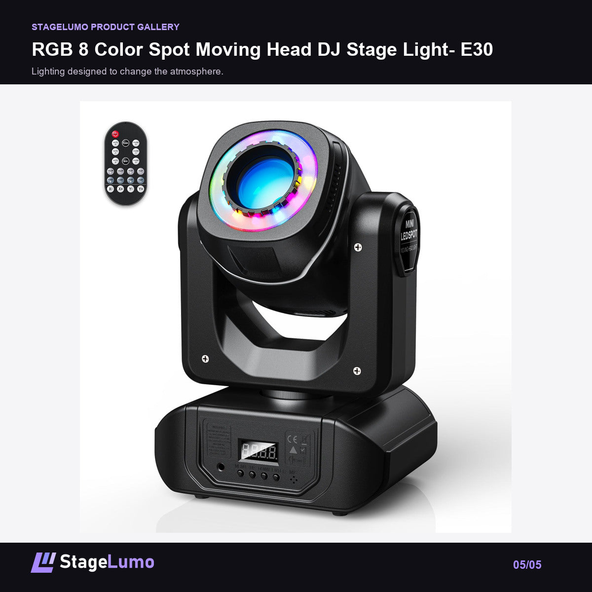 RGB 8 Color Spot Moving Head DJ Stage Light- E30 - StageLumo image 5