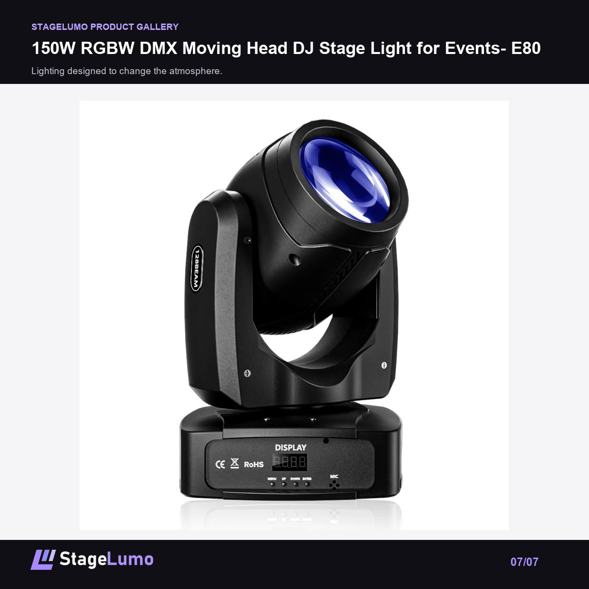 150W RGBW DMX Moving Head DJ Stage Light for Events- E80 - StageLumo image 7