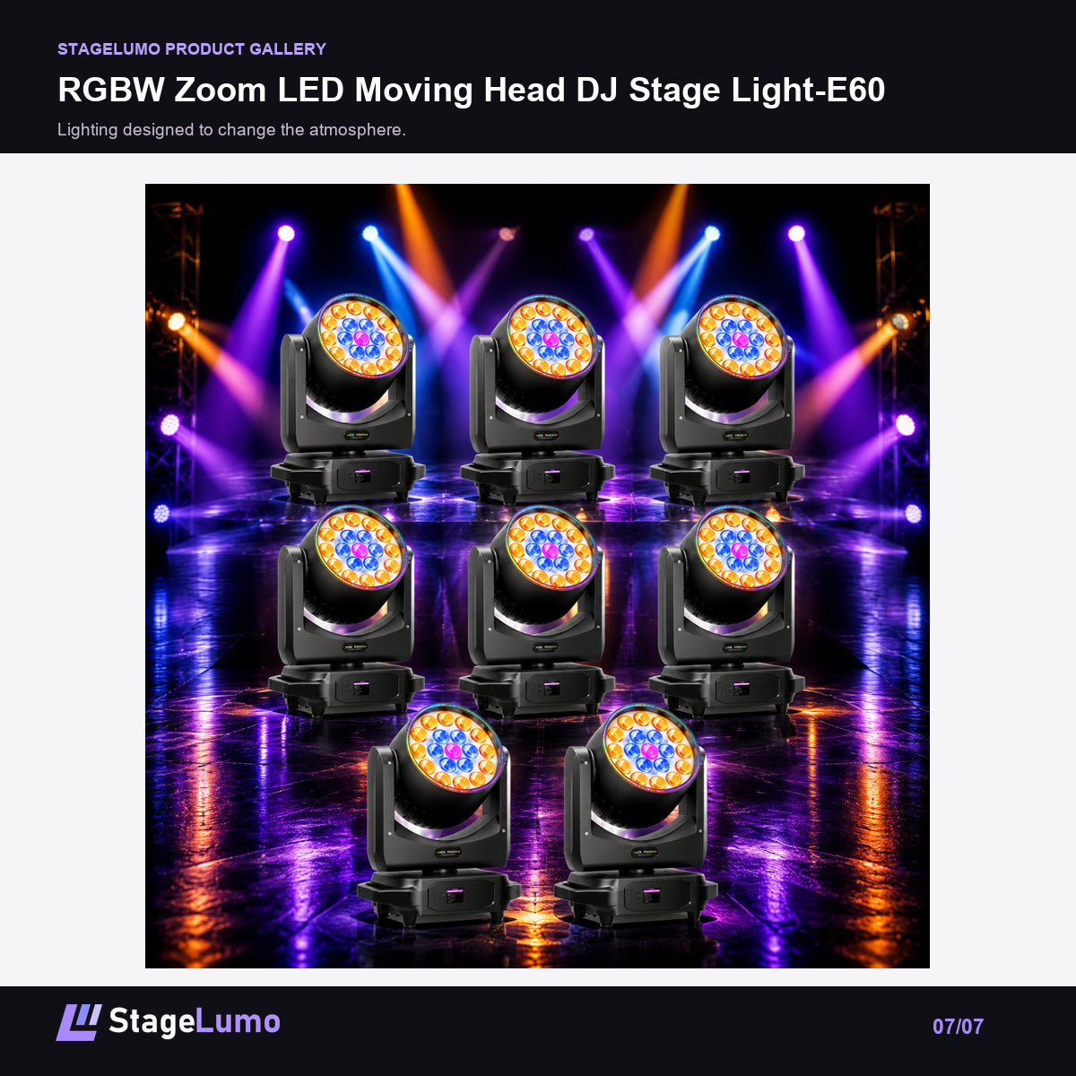RGBW Zoom LED Moving Head DJ Stage Light-E60 - StageLumo image 7