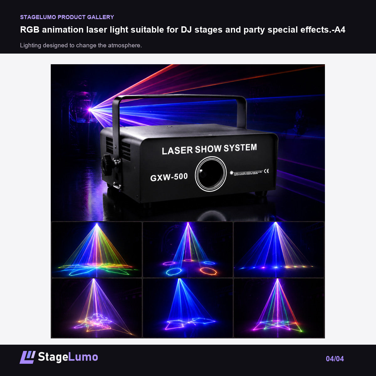 RGB animation laser light suitable for DJ stages and party special effects.-A4 - StageLumo image 4