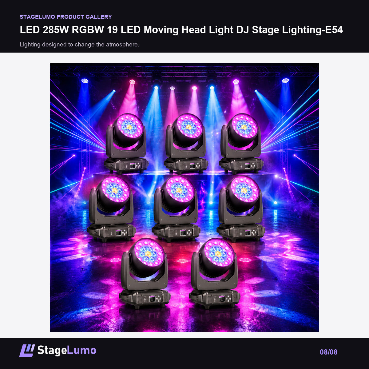 LED 285W RGBW 19 LED Moving Head Light DJ Stage Lighting-E54 - StageLumo image 8