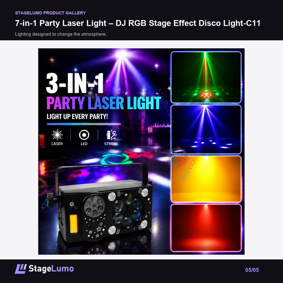 7-in-1 Party Laser Light – DJ RGB Stage Effect Disco Light-C11 - StageLumo image 5