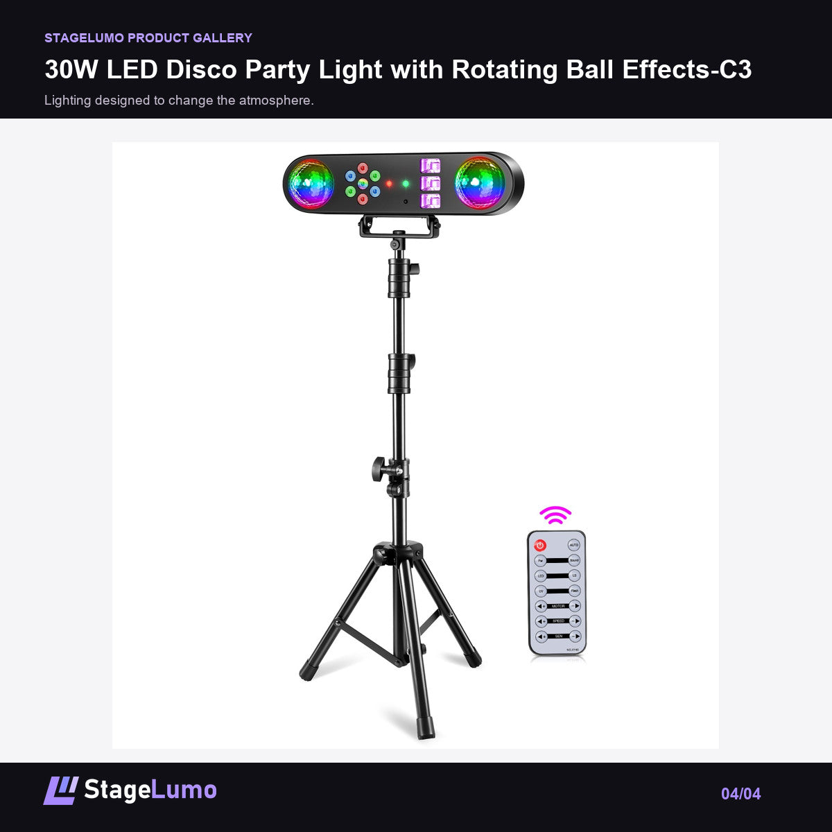 30W LED Disco Party Light with Rotating Ball Effects-C3 - StageLumo image 4