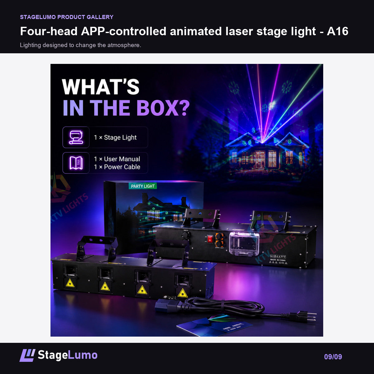 Four-head APP-controlled animated laser stage light - A16 - StageLumo image 9