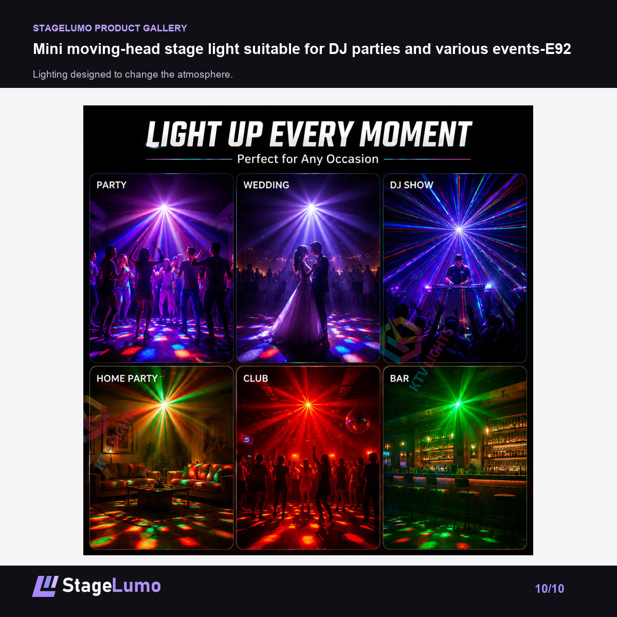 Mini moving-head stage light suitable for DJ parties and various events-E92 - StageLumo image 10
