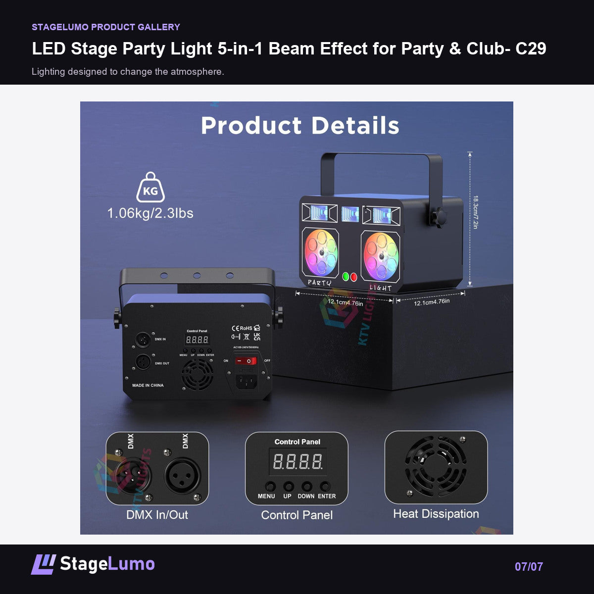 LED Stage Party Light 5-in-1 Beam Effect for Party & Club- C29 - StageLumo image 7