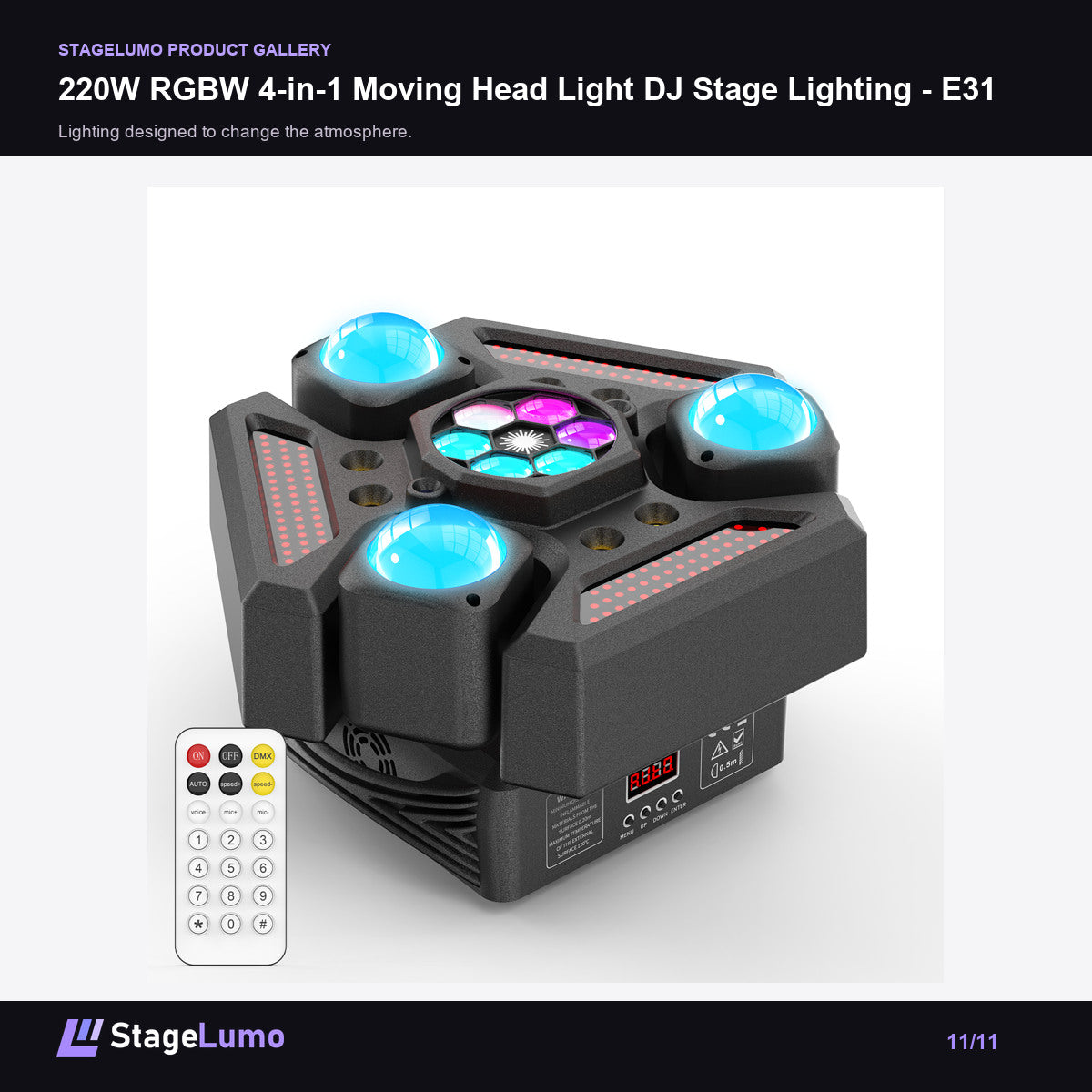 220W RGBW 4-in-1 Moving Head Light DJ Stage Lighting - E31 - StageLumo image 11