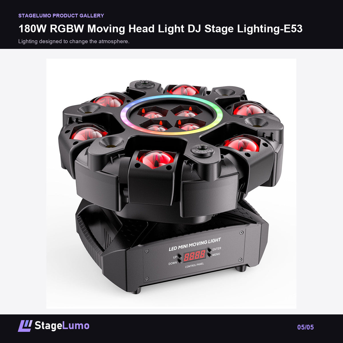 180W RGBW Moving Head Light DJ Stage Lighting-E53 - StageLumo image 5