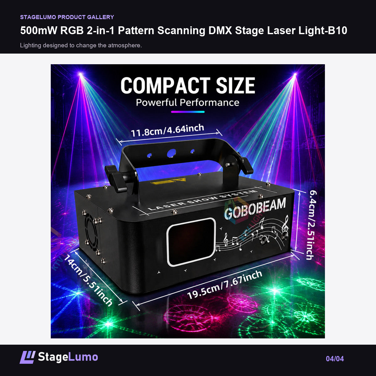 500mW RGB 2-in-1 Pattern Scanning DMX Stage Laser Light-B10 - StageLumo image 4