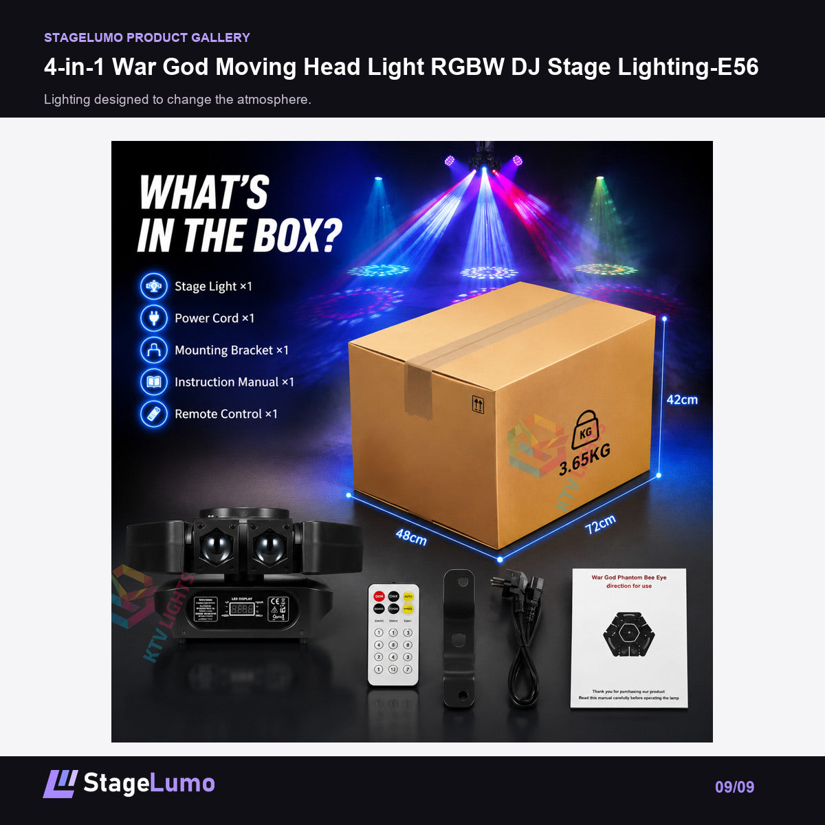 4-in-1 War God Moving Head Light RGBW DJ Stage Lighting-E56 - StageLumo image 9