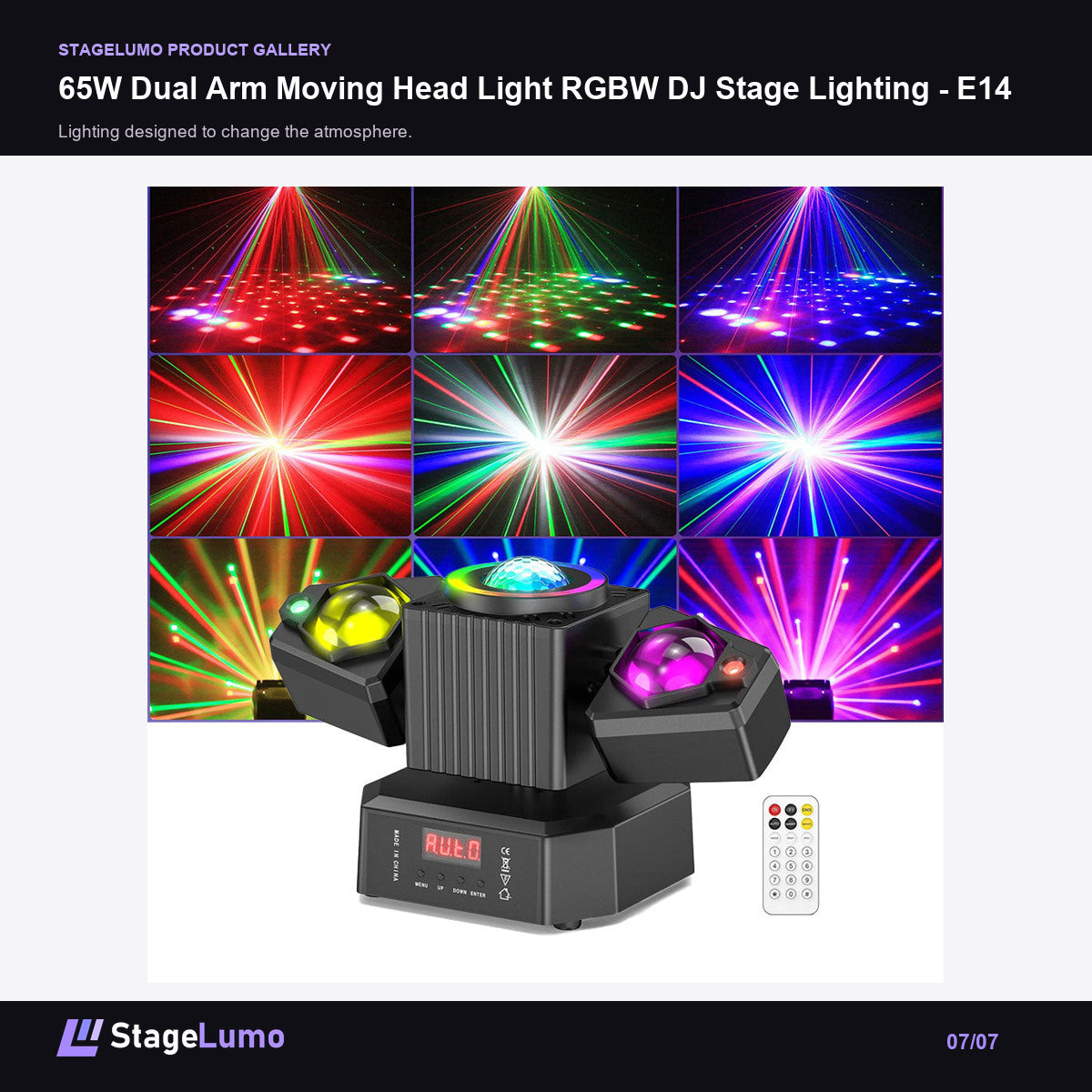 65W Dual Arm Moving Head Light RGBW DJ Stage Lighting - E14 - StageLumo image 7