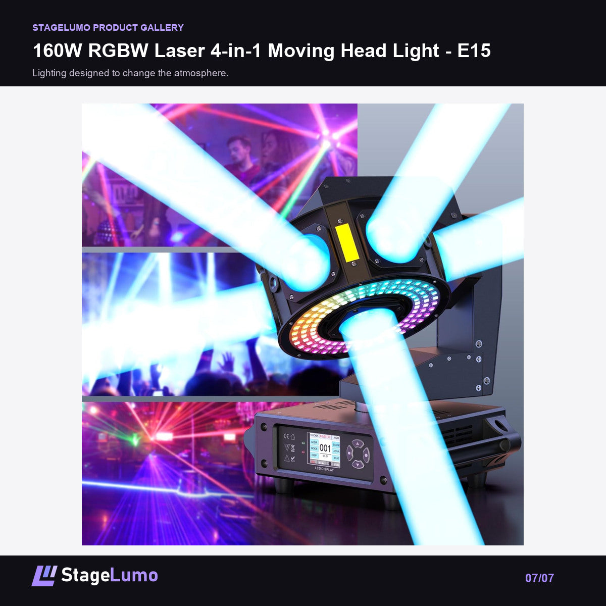 160W RGBW Laser 4-in-1 Moving Head Light - E15 - StageLumo image 7