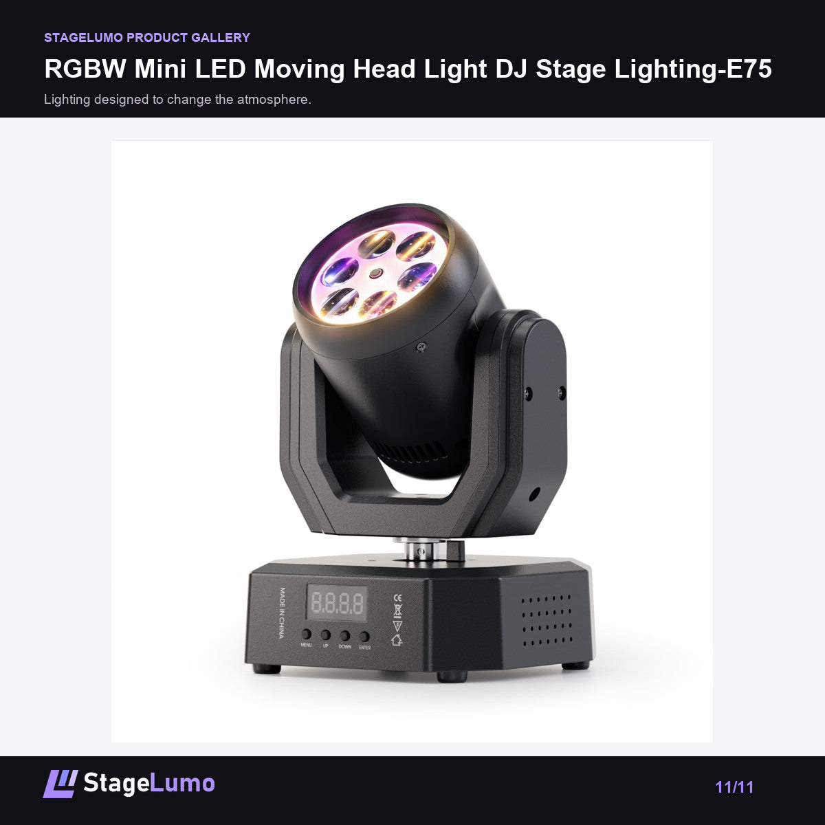 RGBW Mini LED Moving Head Light DJ Stage Lighting-E75 - StageLumo image 11