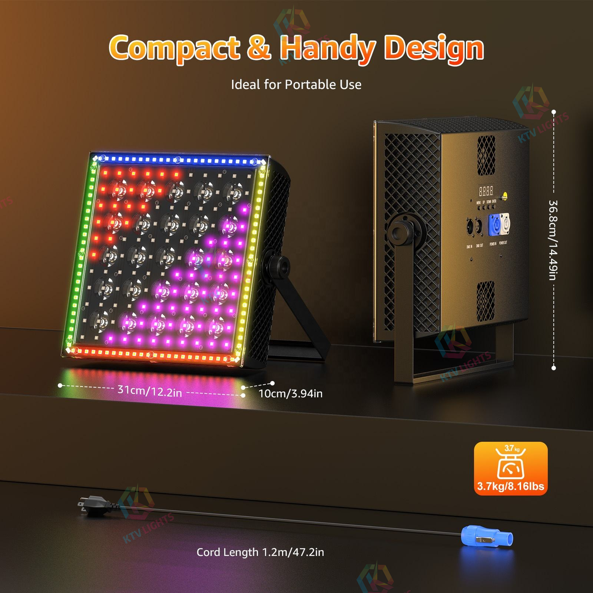 KTVLIGHTS 200W 5x5 LED DMX512 Voice-Activated Wall Washer-X24