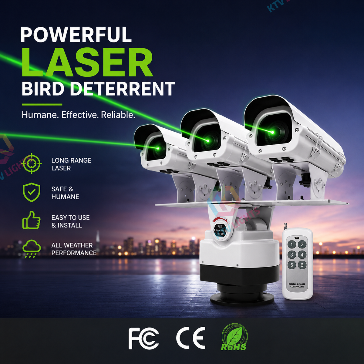 Programmable Three-Head Bird and Animal Repellent Laser Light - B46