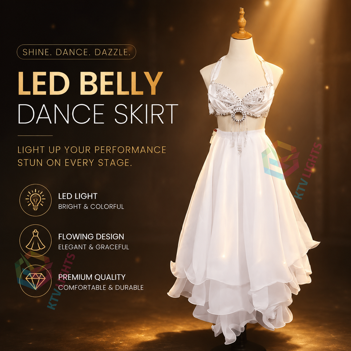 KTVLIGHTS Make Every Move Glow With LED Dance Skirt-M40