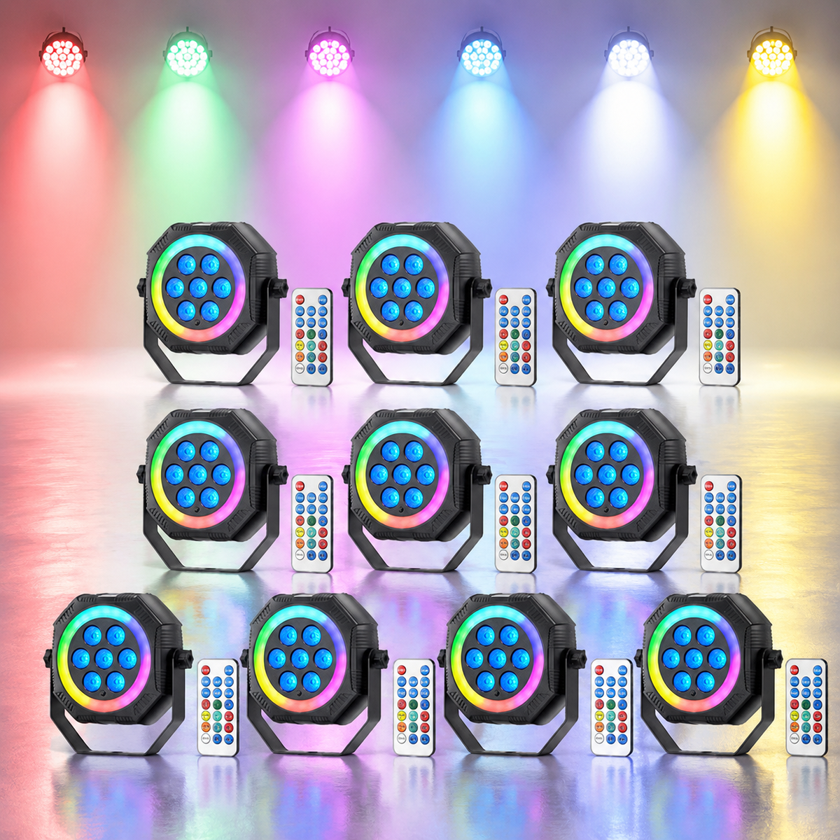 KTVLIGHTS 7-LED RGB Rechargeable PAR Stage Light-P48