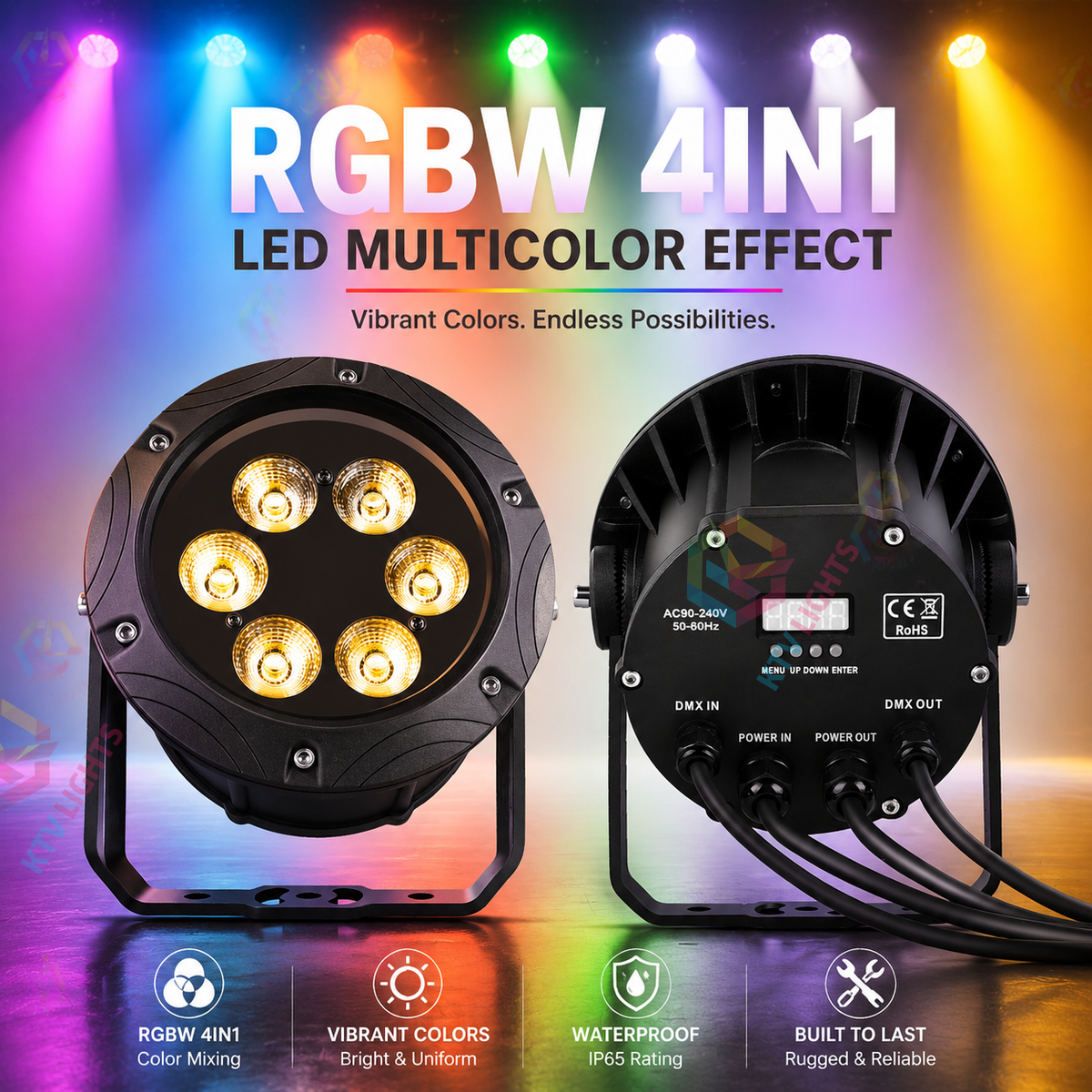 KTVLIGHTS 6x10W RGBW 4-in-1 Waterproof LED PAR Light-P17