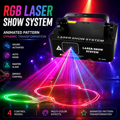 KTVLIGHTS DJ RGB Laser Scanning Stage Effect Light – DMX512 Party Light-B1