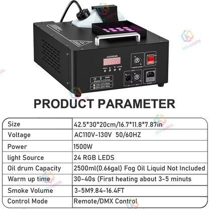 KTVLIGHTS 24-LED 3-in-1 Full-Color DMX512 Fog Machine-Y12