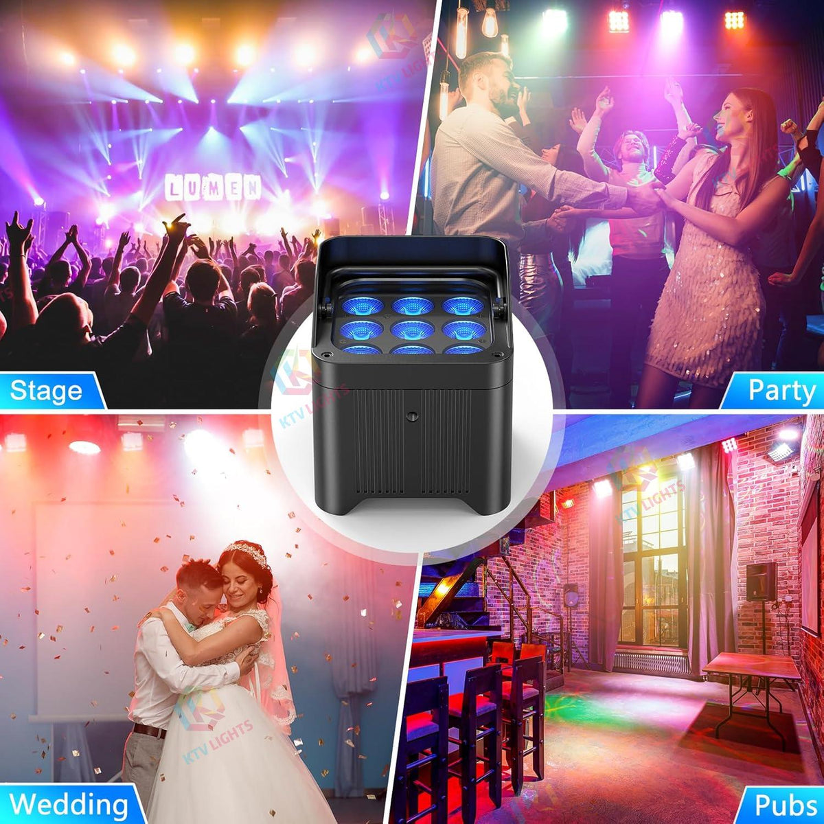 KTVLIGHTS 9x18W RGBW UV APP Waterproof LED PAR Light-P6