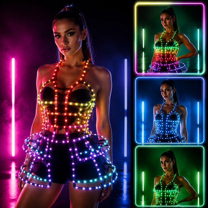 KTVLIGHTS Full Color LED Cage Clothing Light Up Costume - M12