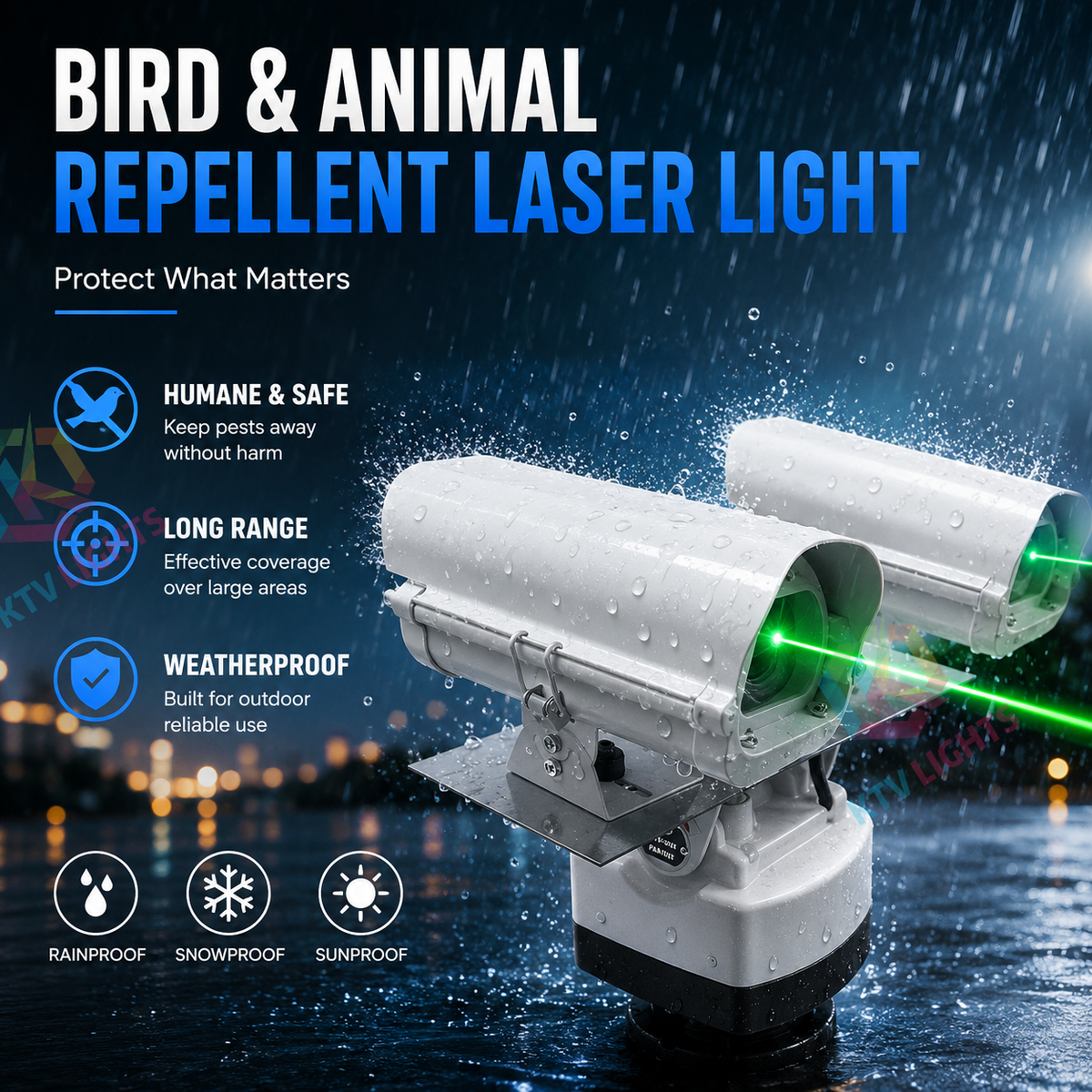 Dual-head programmable professional outdoor bird and animal deterrent laser lights - B29