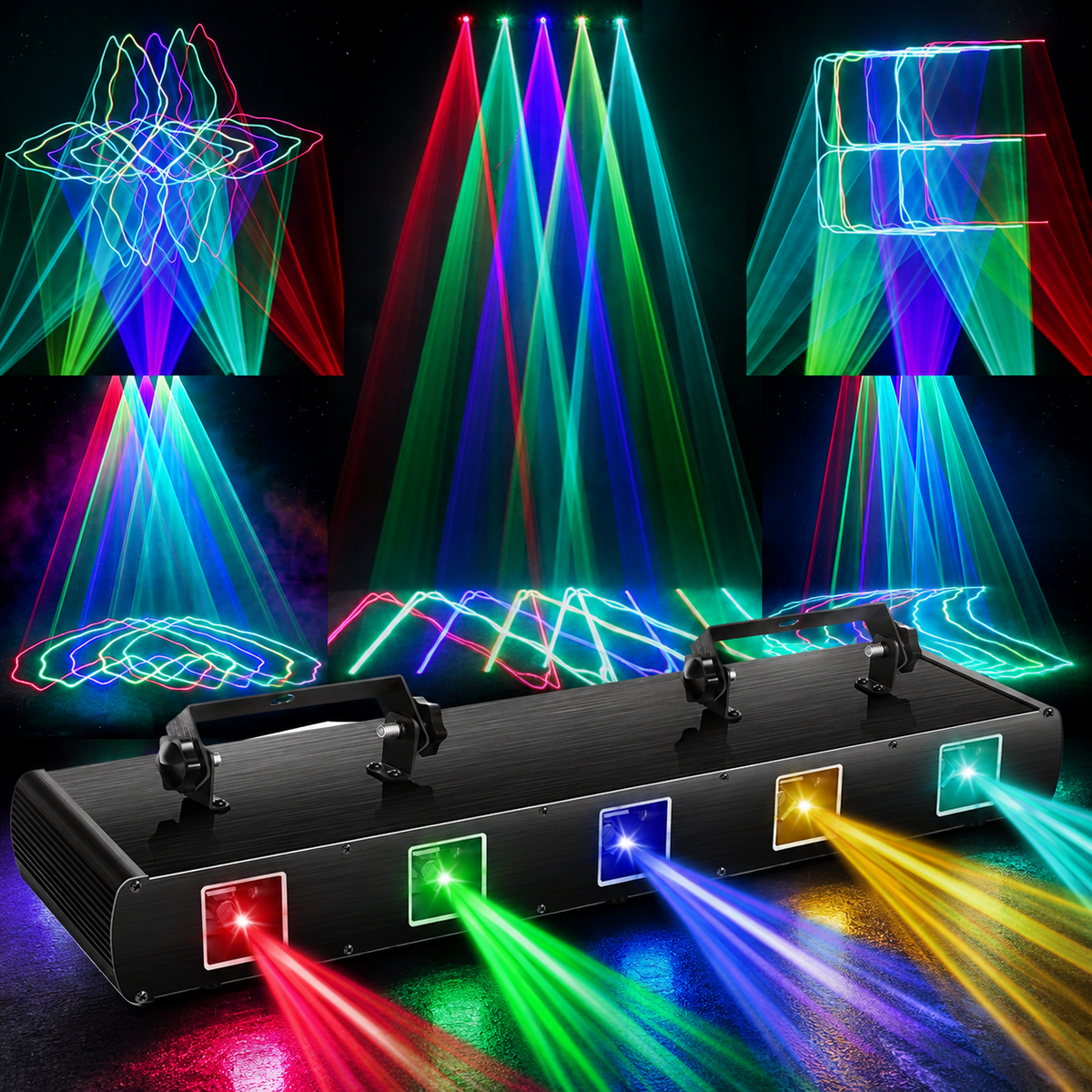 KTVLIGHTS 5-Aperture RGB Laser Light for DJ Stage Parties-B2
