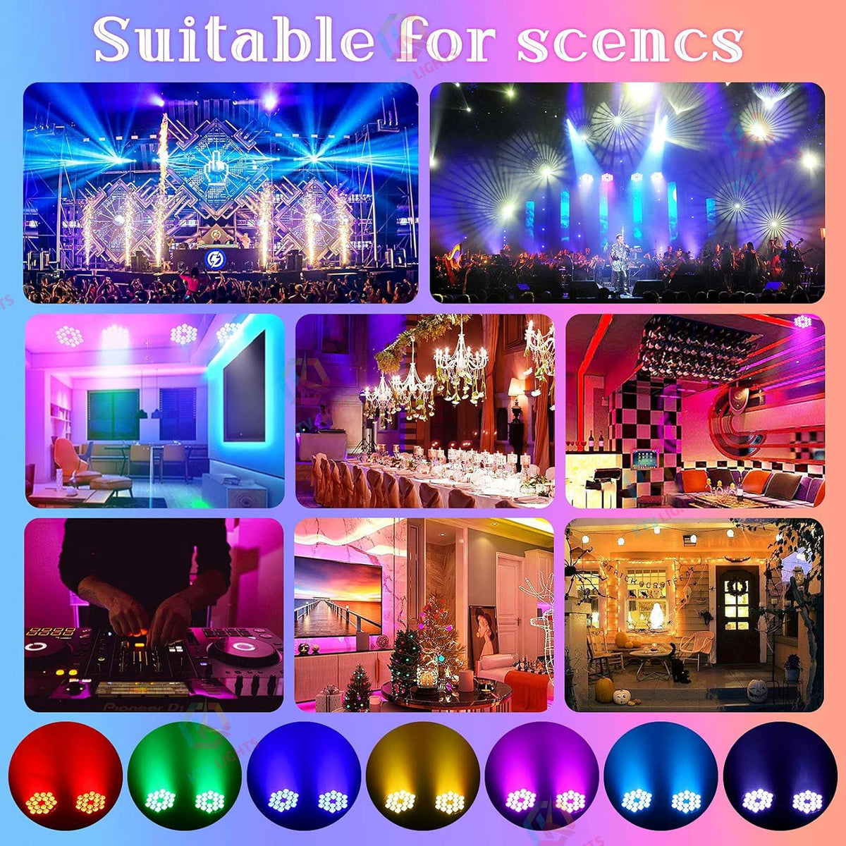 KTVLIGHTS 18-LED RGBW UV 6-in-1 PAR Stage Light-P22