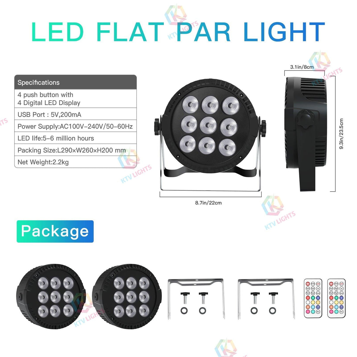 KTVLIGHTS 90W RGBW 4-in-1 LED Stage Effect Light-P14