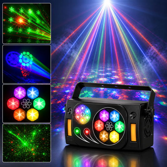 80W RGBW 6-in-1 LED Laser Stage Light with Remote- C30