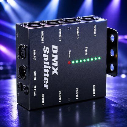 KTVLIGHTS 8-Way Isolated DMX512 Splitter Amplifier-D4