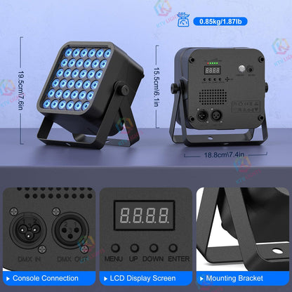 KTVLIGHTS 36-LED Wireless Rechargeable RGB 3-in-1 PAR Light-P47