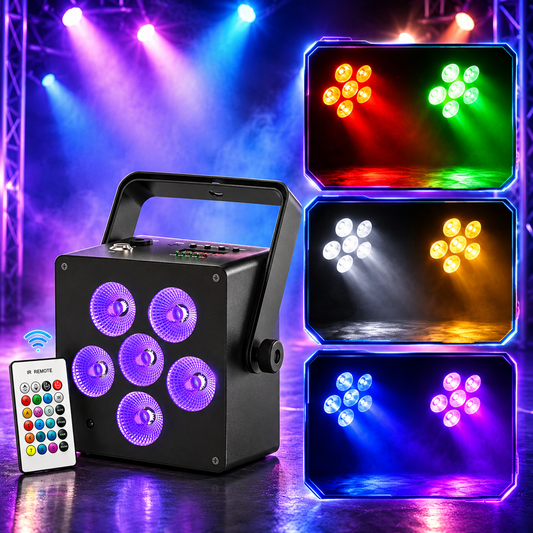 KTVLIGHTS 60W RGBWA UV DMX Voice-Activated Rechargeable PAR-P72