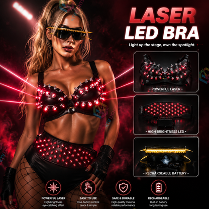 KTVLIGHTS Red Laser LED Bra Costume for DJ & Stage Shows-M2