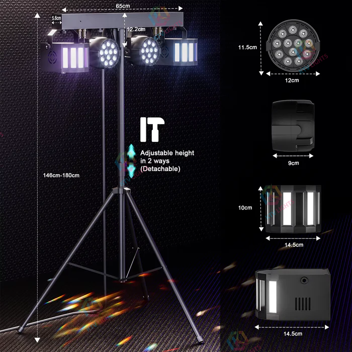 KTVLIGHTS 60W RGBW 5-in-1 Tripod Stage Light- P1