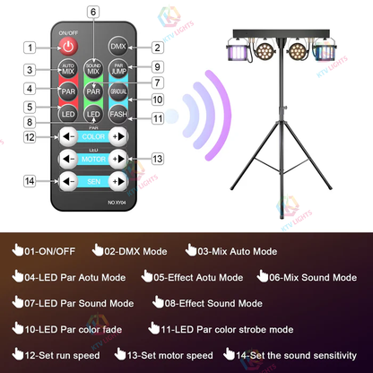 KTVLIGHTS 60W RGBW 5-in-1 Tripod Stage Light- P1
