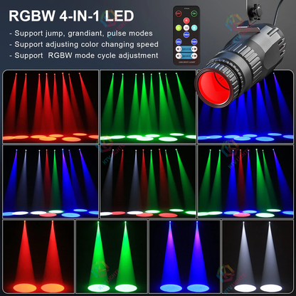 KTVLIGHTS RGBW 4-in-1 LED Spotlight for Stage & DJ Lighting-J2