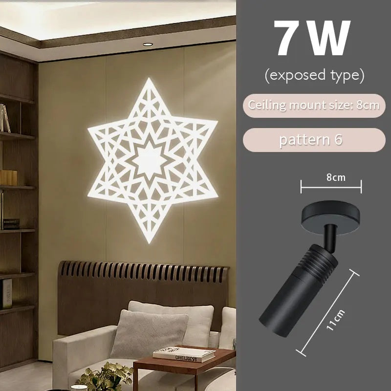 Snow Star Projection Ceiling Light for Modern Homes-S35