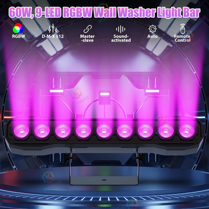 KTVLIGHTS 60W RGBW LED Wall Washer Light for Stage & DJ-X6