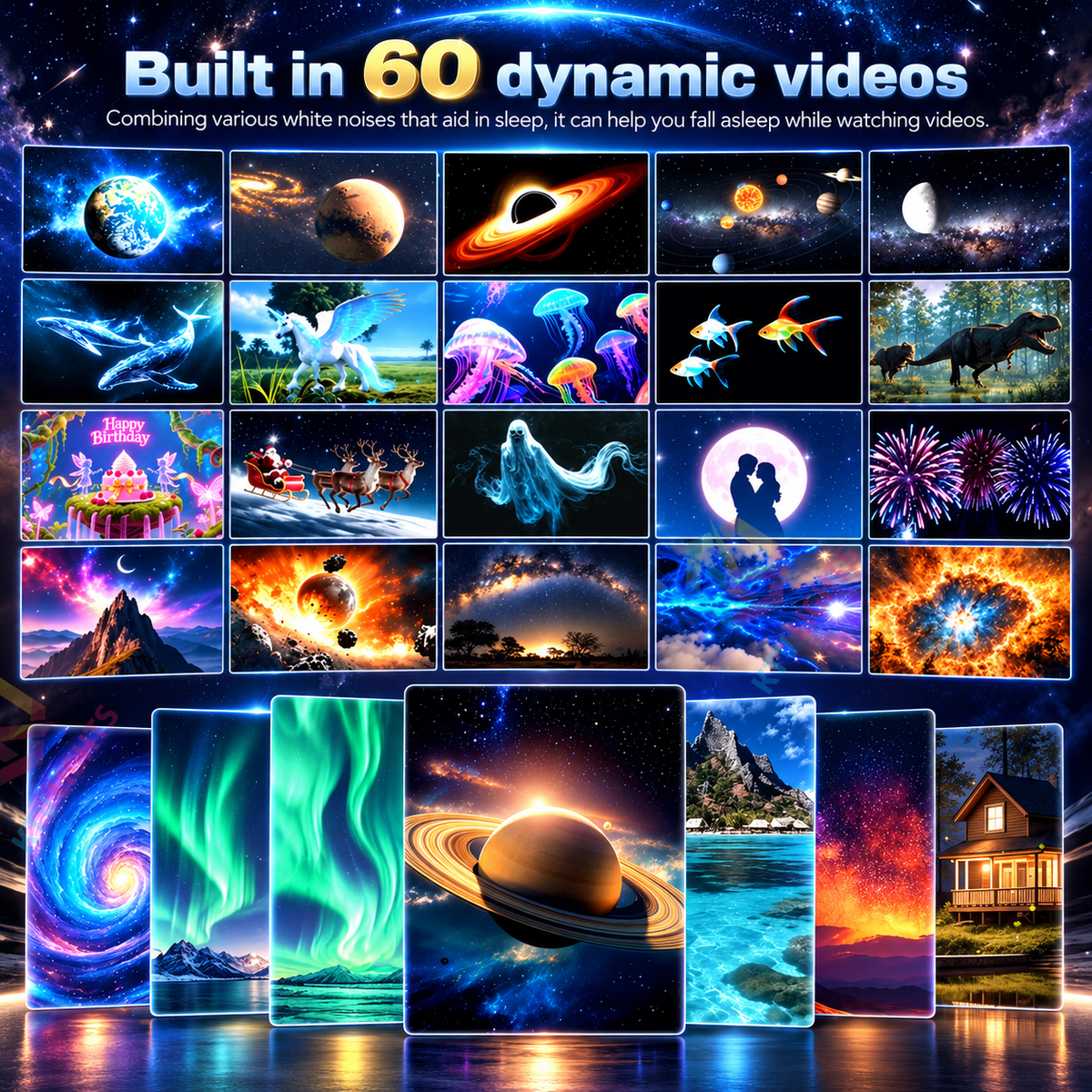 KTVLIGHTS 3D Galaxy Projector with 60 Dynamic Animations-S51