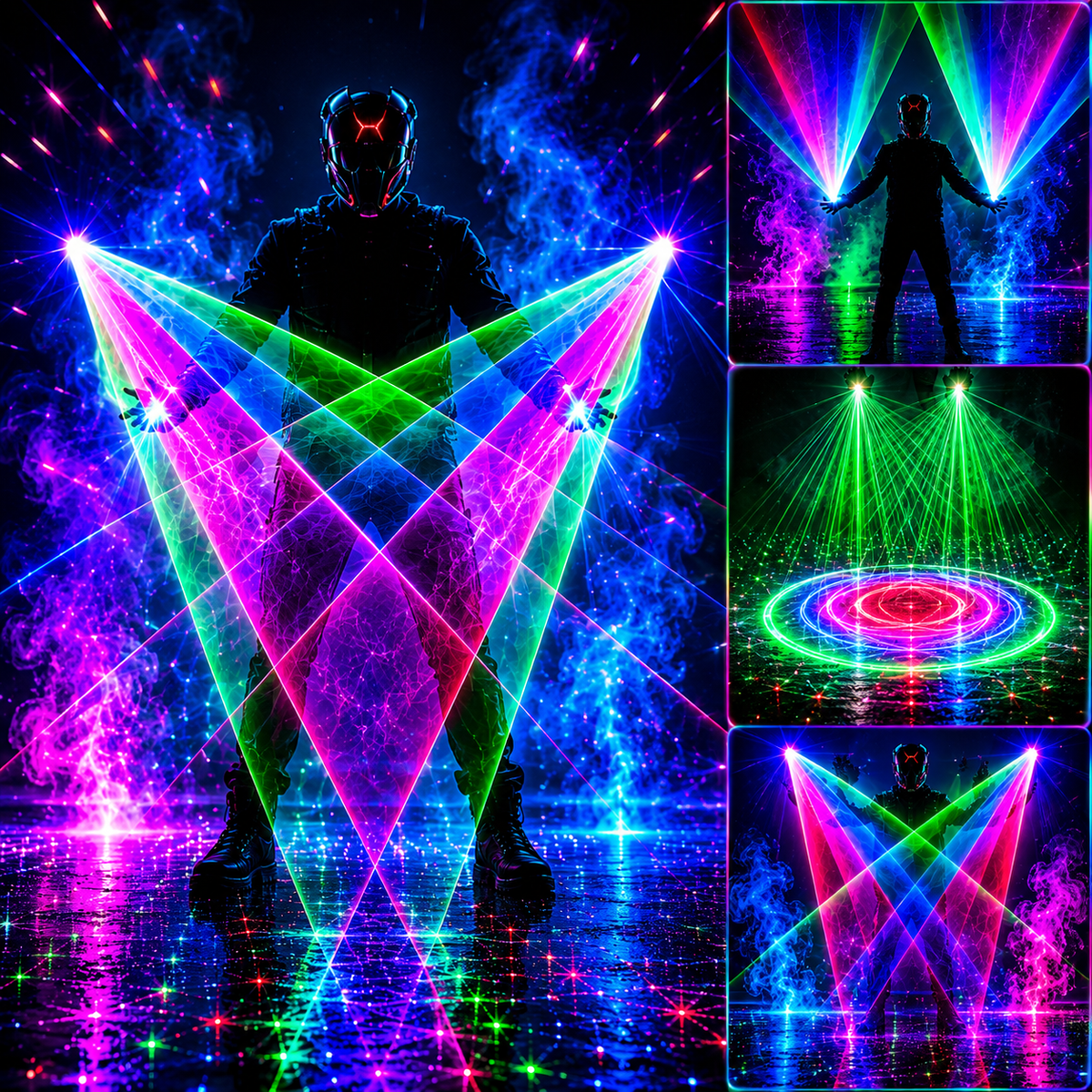KTVLIGHTS 2-in-1 Laser Gloves for Parties, Raves & Festivals-M9