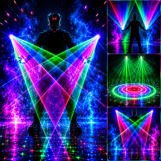 KTVLIGHTS 2-in-1 Laser Gloves for Parties, Raves & Festivals-M9