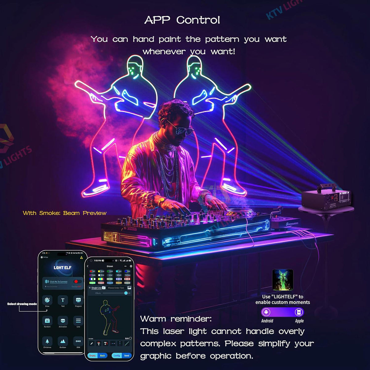KTVLIGHTS APP Control Dual Head RGB Laser Stage Light DJ Projector-A37